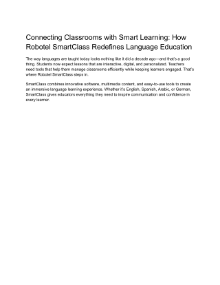 Connecting Classrooms with Smart Learning_ How Robotel SmartClass Redefines Language Education