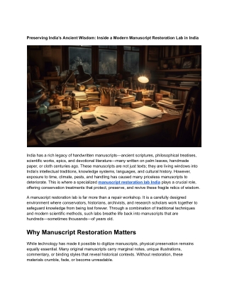 Why Manuscript Restoration Lab India Matters for Cultural Heritage
