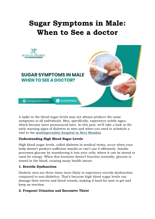 Sugar Symptoms in Male: When to See a Doctor
