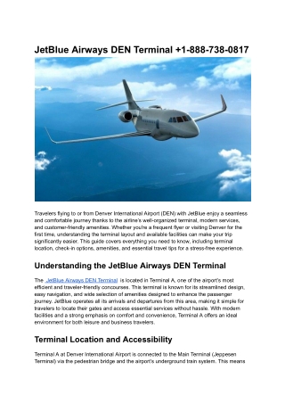 JetBlue Airways DEN Terminal  1-888-738-0817