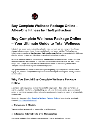 Buy Complete Wellness Package Online – All-in-One Fitness by TheGymFaction