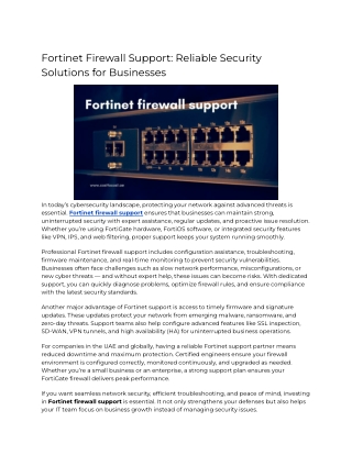 Fortinet Firewall Support_ Reliable Security Solutions for Businesses