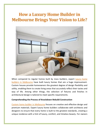 How a Luxury Home Builder in Melbourne Brings Your Vision to Life