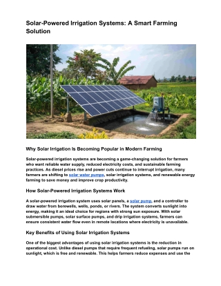 Solar-Powered Irrigation Systems_ A Smart Farming Solution