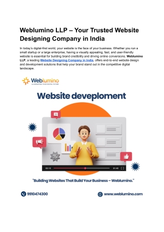 Weblumino LLP – Your Trusted Website Designing Company in India