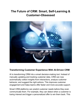 5 The Future of CRM Smart SelfLearning  Customer Obsessed