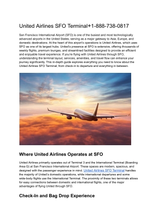 United Airlines SFO Terminal 1-888-738-0817