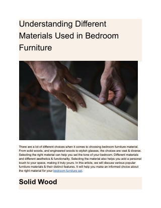 Understanding Different Materials Used in Bedroom Furniture