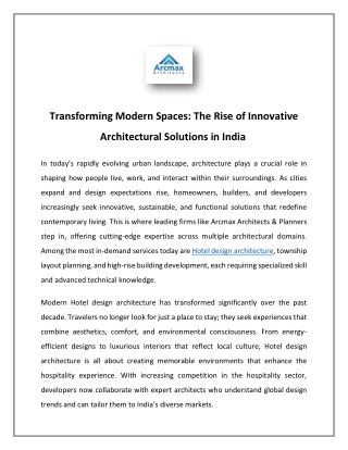 Hotel design architecture