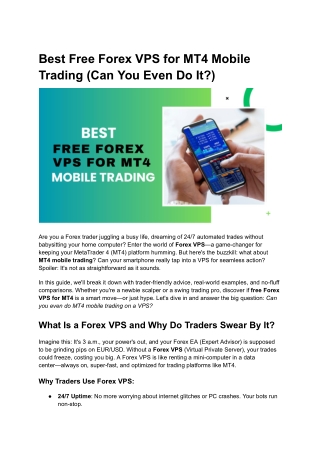 Best Free Forex VPS for MT4 Mobile Trading (Can You Even Do It )