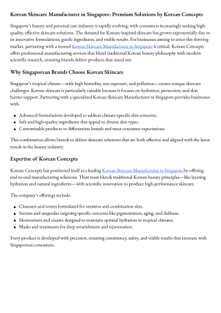 Korean Skincare Manufacturer in Singapore