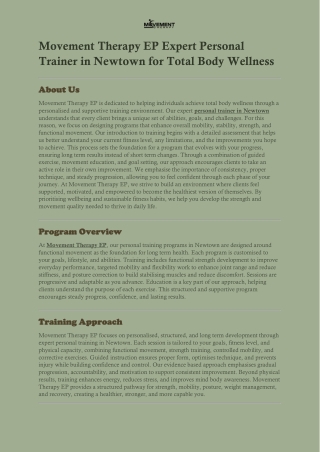 Movement Therapy EP Expert Personal Trainer in Newtown for Total Body Wellness