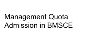 Management Quota Admission in BMSCE in 2025