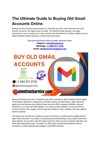 The Ultimate Guide to Buying Old Gmail Accounts Online
