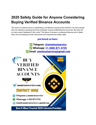 2025 Safety Guide for Anyone Considering Buying Verified Binance Accounts