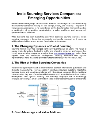 Sourcing Services Companies for Fast, Transparent Product Procurement