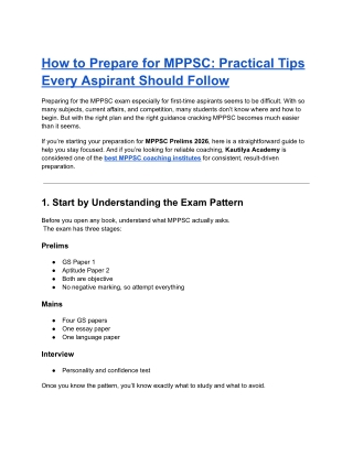 How to Prepare for MPPSC Practical Tips Every Aspirant Should Follow