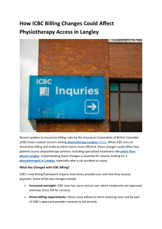 How ICBC Billing Changes Could Affect Physiotherapy Access in Langley