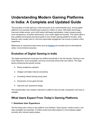 Understanding Modern Gaming Platforms in India: A Complete and Updated Guide
