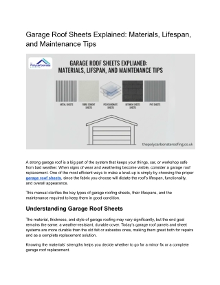 Garage Roof Sheets Explained_ Materials, Lifespan, and Maintenance Tips