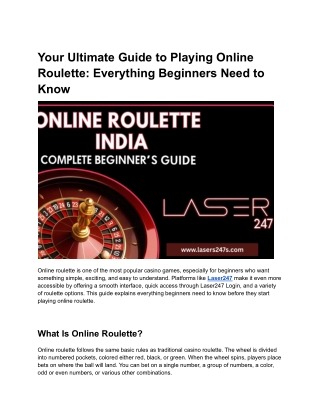 Your Ultimate Guide to Playing Online Roulette Everything Beginners Need to Know