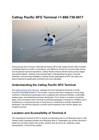 Cathay Pacific SFO Terminal  1-888-738-0817