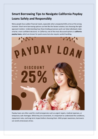 Smart Borrowing Tips to Navigate California Payday Loans Safely and Responsibly