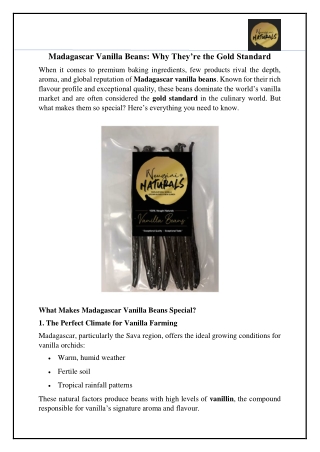 Madagascar Vanilla Beans- Why They’re the Gold Standard