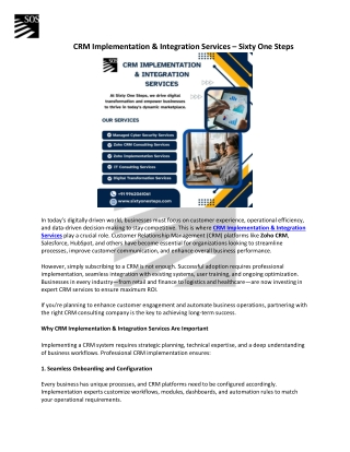 CRM Implementation & Integration Services – Sixty One Steps