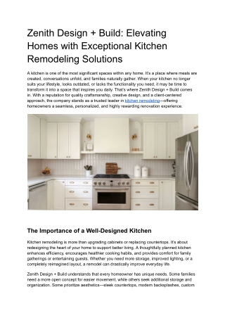 Elevating Homes with Exceptional Kitchen Remodeling Solutions