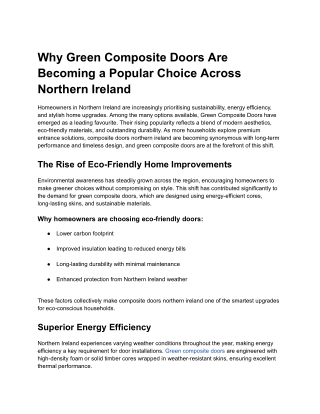 The Growing Popularity of Green Composite Doors in Northern Ireland