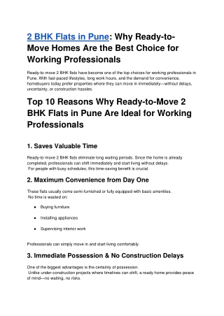 2 BHK Flats in Pune: Best Ready-to-Move Homes for Working Professionals | Purple