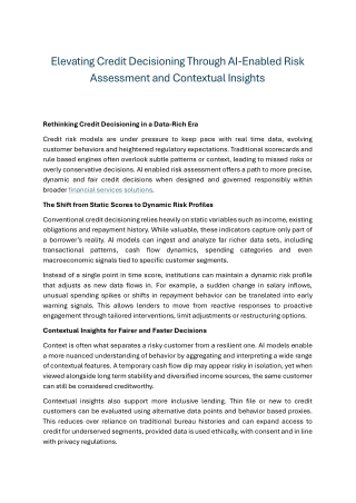 Elevating Credit Decisioning Through AI-Enabled Risk Assessment and Contextual Insights