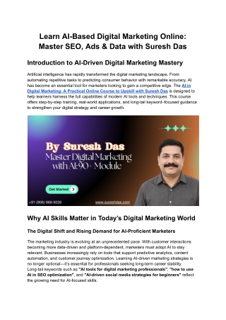 Learn AI-Based Digital Marketing Online, Master SEO, Ads & Data with Suresh Das