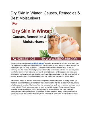 Dry Skin in Winter_ Causes, Remedies & Best Moisturisers