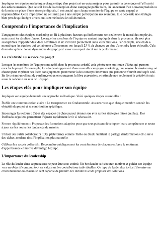Comment impliquer son équipe marketing tout au long du processus?