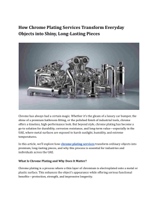 How Chrome Plating Transforms Everyday Objects into Shiny, Long-Lasting Pieces