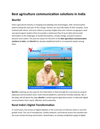 Best agriculture communication solutions in India