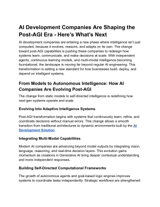 AI Development Companies Are Shaping the Post-AGI Era - Here’s What’s Next