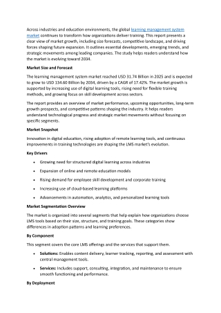 Learning Management System Market Outlook And Trends 2034