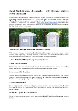 Hand Wash Station Chesapeake – Sanitary & Convenient Hygiene Support for Outdoor