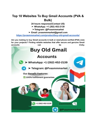 Top 10 Websites To Buy Gmail Accounts (PVA & Bulk)
