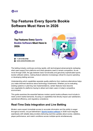 Top Features Every Sports Bookie Software Must Have in 2026