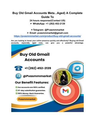 Buy Old Gmail Accounts Meta...Aged) A Complete Guide To