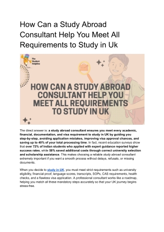 How a Study Abroad Consultant Helps You Meet All Requirements to Study in UK