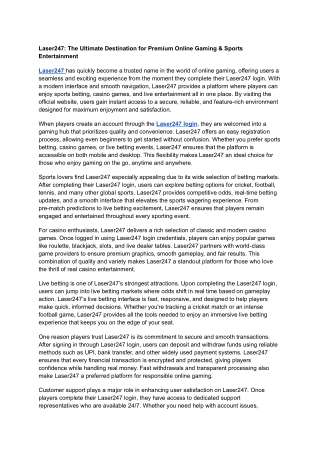 Laser247: The Ultimate Destination for Premium Online Gaming & Sports Entertainm