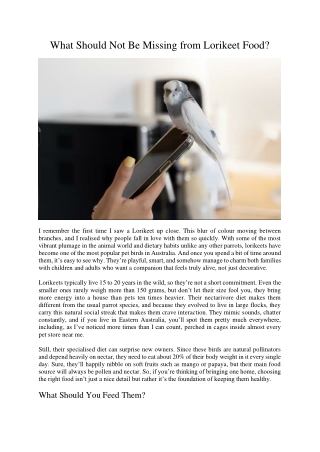 What Should Not Be Missing from Lorikeet Food?