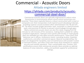 Commercial - Acoustic Doors