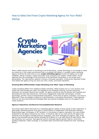 How‍‌‍‍‌‍‌‍‍‌ to Select the Finest Crypto Marketing Agency for Your Web3 Startup