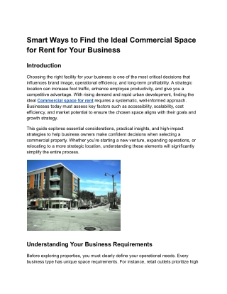 Smart Ways to Find the Ideal Commercial Space for Rent for Your Business
